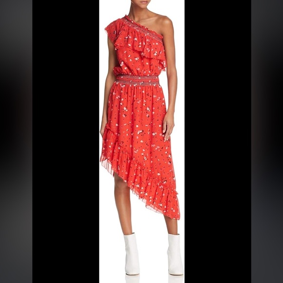 JOIE red floral ruffle dress - Picture 2 of 9